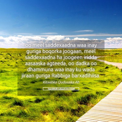 Picture 05 - Taariikhdii Labaad 23:5 SOM - oo meel saddexaadna waa inay guriga boqorka - Bible Verse Picture