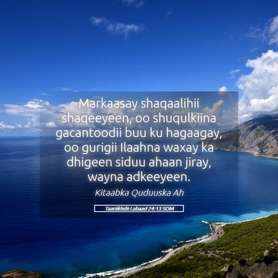 Picture 05 - Taariikhdii Labaad 24:13 SOM - Markaasay shaqaalihii shaqeeyeen, oo shuqulkiina - Bible Verse Picture