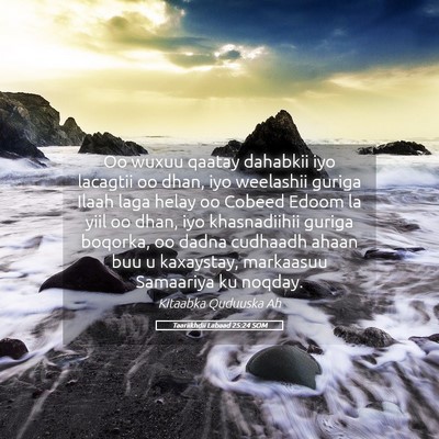 Picture 05 - Taariikhdii Labaad 25:24 SOM - Oo wuxuu qaatay dahabkii iyo lacagtii oo dhan, - Bible Verse Picture