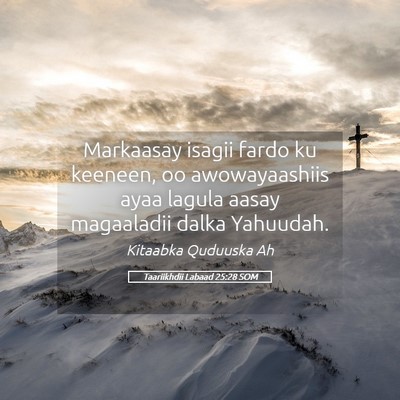 Picture 05 - Taariikhdii Labaad 25:28 SOM - Markaasay isagii fardo ku keeneen, oo - Bible Verse Picture