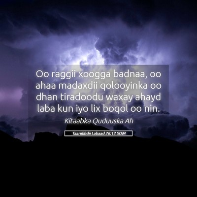 Picture 05 - Taariikhdii Labaad 26:12 SOM - Oo raggii xoogga badnaa, oo ahaa madaxdii - Bible Verse Picture