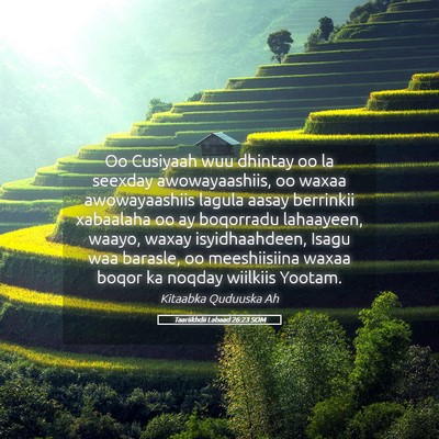 Picture 05 - Taariikhdii Labaad 26:23 SOM - Oo Cusiyaah wuu dhintay oo la seexday - Bible Verse Picture
