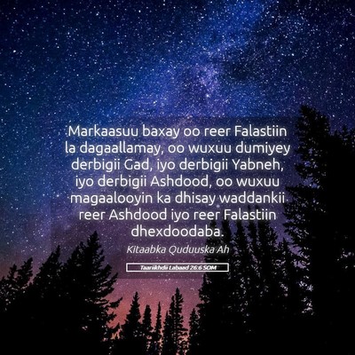 Picture 05 - Taariikhdii Labaad 26:6 SOM - Markaasuu baxay oo reer Falastiin la dagaallamay, - Bible Verse Picture