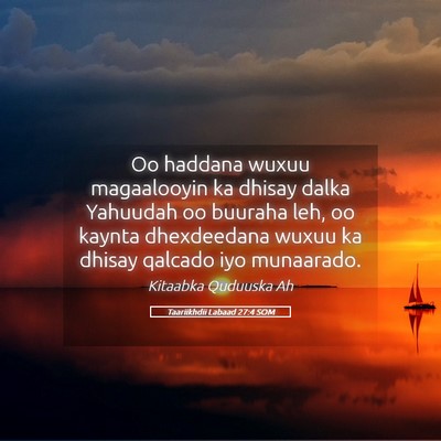Picture 05 - Taariikhdii Labaad 27:4 SOM - Oo haddana wuxuu magaalooyin ka dhisay dalka - Bible Verse Picture