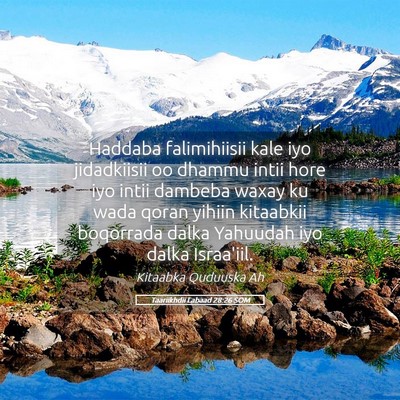 Picture 05 - Taariikhdii Labaad 28:26 SOM - Haddaba falimihiisii kale iyo jidadkiisii oo - Bible Verse Picture