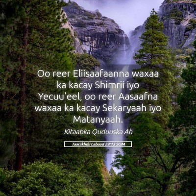 Picture 05 - Taariikhdii Labaad 29:13 SOM - Oo reer Eliisaafaanna waxaa ka kacay Shimrii iyo - Bible Verse Picture