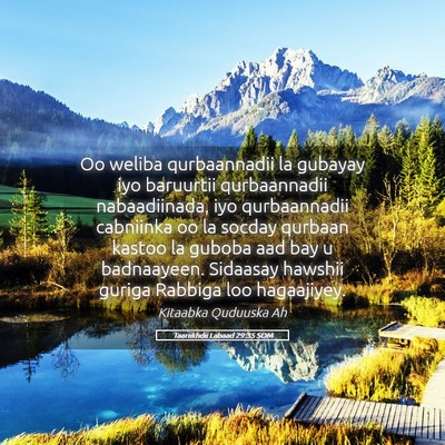 Picture 05 - Taariikhdii Labaad 29:35 SOM - Oo weliba qurbaannadii la gubayay iyo baruurtii - Bible Verse Picture