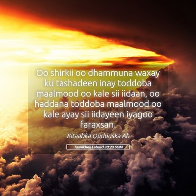 Picture 05 - Taariikhdii Labaad 30:23 SOM - Oo shirkii oo dhammuna waxay ku tashadeen inay - Bible Verse Picture