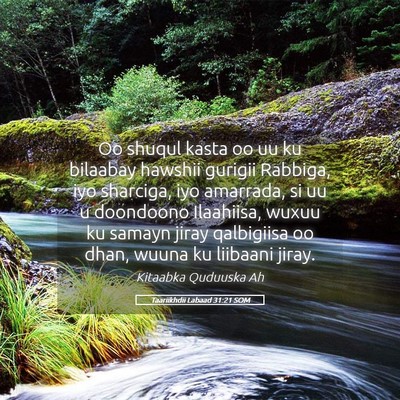 Picture 05 - Taariikhdii Labaad 31:21 SOM - Oo shuqul kasta oo uu ku bilaabay hawshii gurigii - Bible Verse Picture