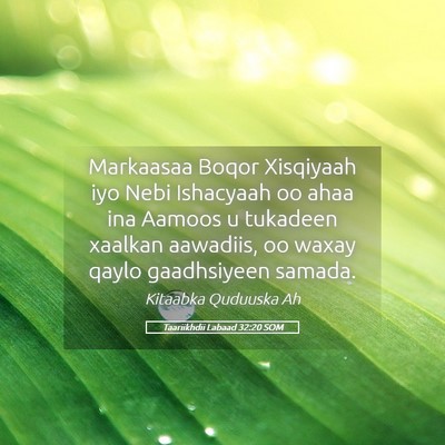 Picture 05 - Taariikhdii Labaad 32:20 SOM - Markaasaa Boqor Xisqiyaah iyo Nebi Ishacyaah oo - Bible Verse Picture