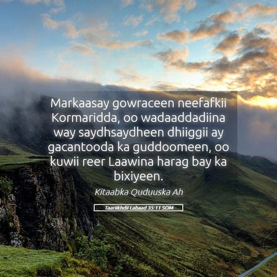 Picture 05 - Taariikhdii Labaad 35:11 SOM - Markaasay gowraceen neefafkii Kormaridda, oo - Bible Verse Picture