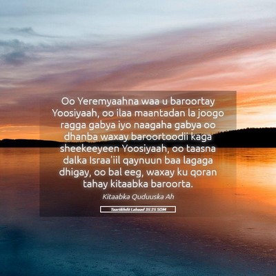 Picture 05 - Taariikhdii Labaad 35:25 SOM - Oo Yeremyaahna waa u baroortay Yoosiyaah, oo ilaa - Bible Verse Picture