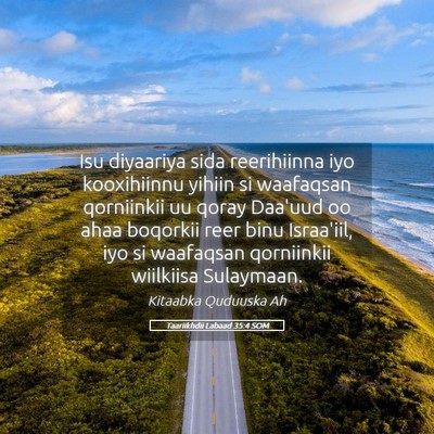 Picture 05 - Taariikhdii Labaad 35:4 SOM - Isu diyaariya sida reerihiinna iyo kooxihiinnu - Bible Verse Picture