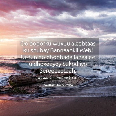 Picture 05 - Taariikhdii Labaad 4:17 SOM - Oo boqorku wuxuu alaabtaas ku shubay Bannaankii - Bible Verse Picture
