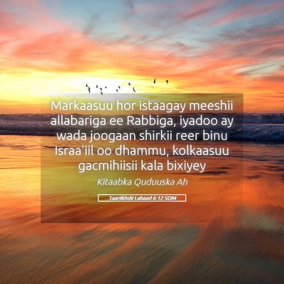 Picture 05 - Taariikhdii Labaad 6:12 SOM - Markaasuu hor istaagay meeshii allabariga ee - Bible Verse Picture