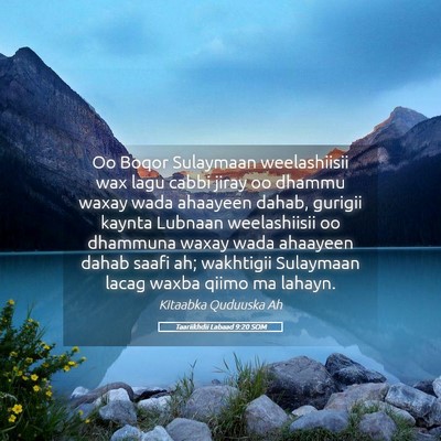 Picture 05 - Taariikhdii Labaad 9:20 SOM - Oo Boqor Sulaymaan weelashiisii wax lagu cabbi - Bible Verse Picture