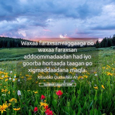 Picture 05 - Taariikhdii Labaad 9:7 SOM - Waxaa faraxsan raggaaga oo waxaa faraxsan - Bible Verse Picture