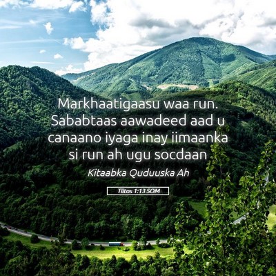 Picture 05 - Tiitos 1:13 SOM - Markhaatigaasu waa run. Sababtaas aawadeed aad u - Bible Verse Picture