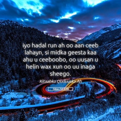 Picture 05 - Tiitos 2:8 SOM - iyo hadal run ah oo aan ceeb lahayn, si midka - Bible Verse Picture