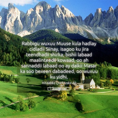 Picture 05 - Tirintii 1:1 SOM - Rabbigu wuxuu Muuse kula hadlay cidladii Siinay, - Bible Verse Picture