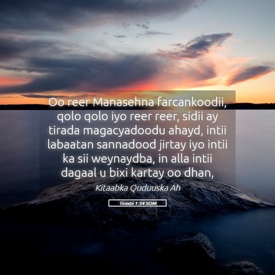 Picture 05 - Tirintii 1:34 SOM - Oo reer Manasehna farcankoodii, qolo qolo iyo - Bible Verse Picture