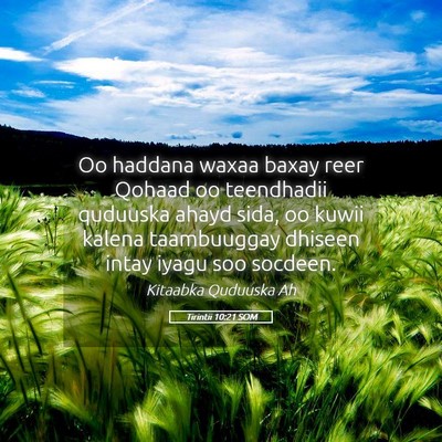 Picture 05 - Tirintii 10:21 SOM - Oo haddana waxaa baxay reer Qohaad oo teendhadii - Bible Verse Picture