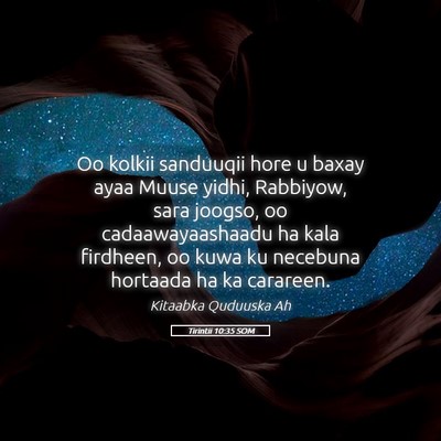 Picture 05 - Tirintii 10:35 SOM - Oo kolkii sanduuqii hore u baxay ayaa Muuse - Bible Verse Picture