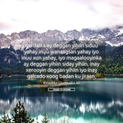 Picture 05 - Tirintii 13:19 SOM - iyo dalka ay deggan yihiin siduu yahay inuu - Bible Verse Picture