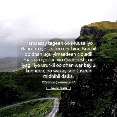 Picture 05 - Tirintii 13:26 SOM - Markaasay tageen oo Muuse iyo Haaruun iyo shirkii - Bible Verse Picture