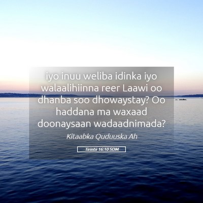 Picture 05 - Tirintii 16:10 SOM - iyo inuu weliba idinka iyo walaalihiinna reer - Bible Verse Picture