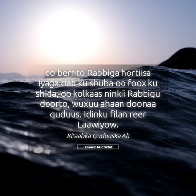 Picture 05 - Tirintii 16:7 SOM - oo berrito Rabbiga hortiisa iyaga dab ku shuba oo - Bible Verse Picture