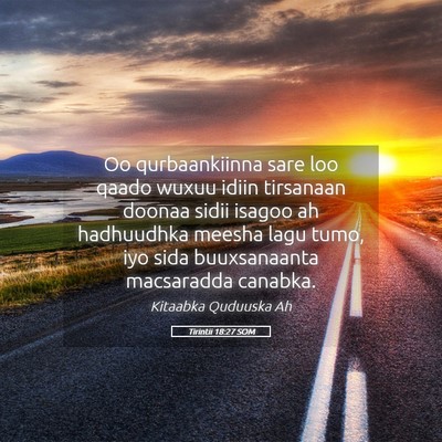 Picture 05 - Tirintii 18:27 SOM - Oo qurbaankiinna sare loo qaado wuxuu idiin - Bible Verse Picture