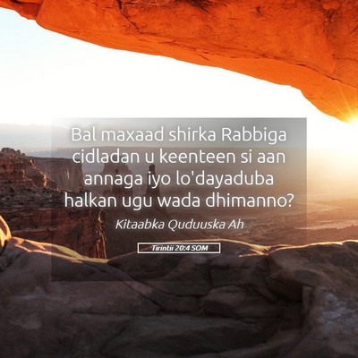 Picture 05 - Tirintii 20:4 SOM - Bal maxaad shirka Rabbiga cidladan u keenteen si - Bible Verse Picture