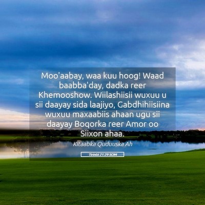 Picture 05 - Tirintii 21:29 SOM - Moo'aabay, waa kuu hoog! Waad baabba'day, dadka - Bible Verse Picture