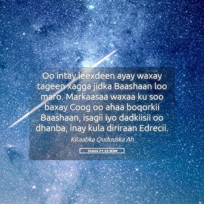 Picture 05 - Tirintii 21:33 SOM - Oo intay leexdeen ayay waxay tageen xagga jidka - Bible Verse Picture