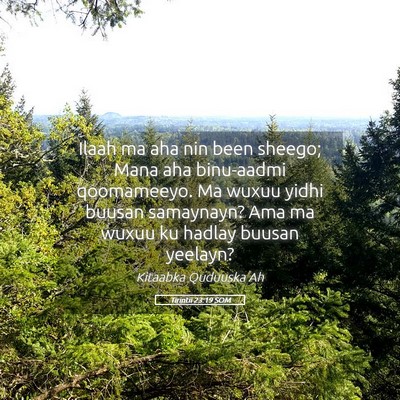 Picture 05 - Tirintii 23:19 SOM - Ilaah ma aha nin been sheego; Mana aha binu-aadmi - Bible Verse Picture