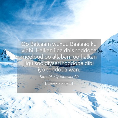 Picture 05 - Tirintii 23:29 SOM - Oo Balcaam wuxuu Baalaaq ku yidhi, Halkan iiga - Bible Verse Picture