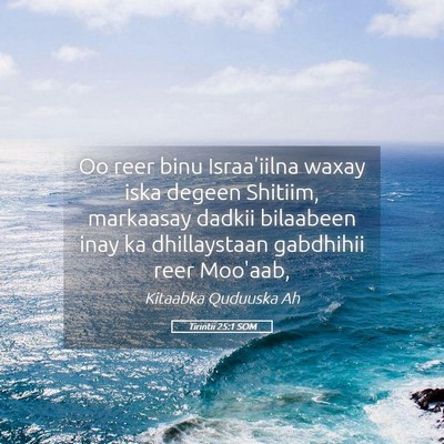 Picture 05 - Tirintii 25:1 SOM - Oo reer binu Israa'iilna waxay iska degeen - Bible Verse Picture