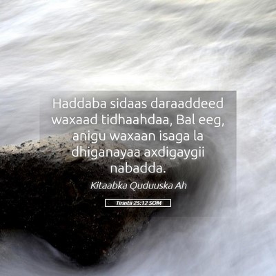 Picture 05 - Tirintii 25:12 SOM - Haddaba sidaas daraaddeed waxaad tidhaahdaa, Bal - Bible Verse Picture