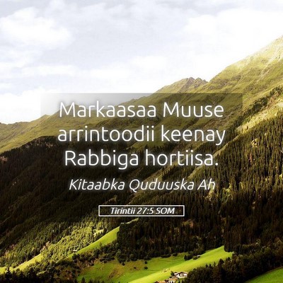Picture 05 - Tirintii 27:5 SOM - Markaasaa Muuse arrintoodii keenay Rabbiga - Bible Verse Picture