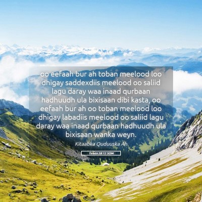 Picture 05 - Tirintii 28:12 SOM - oo eefaah bur ah toban meelood loo dhigay - Bible Verse Picture