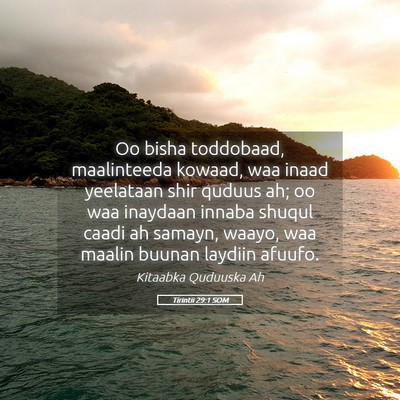 Picture 05 - Tirintii 29:1 SOM - Oo bisha toddobaad, maalinteeda kowaad, waa inaad - Bible Verse Picture