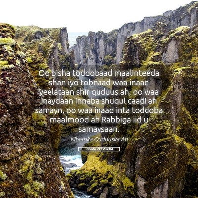 Picture 05 - Tirintii 29:12 SOM - Oo bisha toddobaad maalinteeda shan iyo tobnaad - Bible Verse Picture