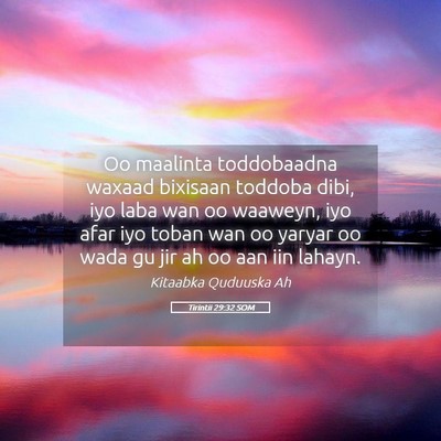 Picture 05 - Tirintii 29:32 SOM - Oo maalinta toddobaadna waxaad bixisaan toddoba - Bible Verse Picture