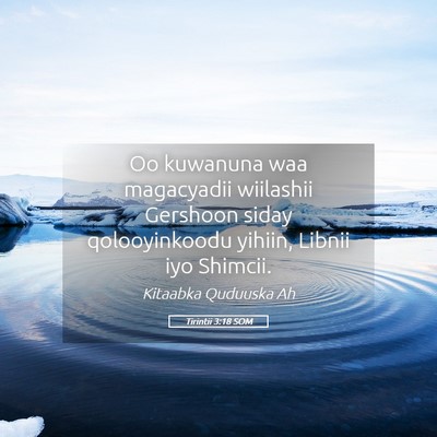 Picture 05 - Tirintii 3:18 SOM - Oo kuwanuna waa magacyadii wiilashii Gershoon - Bible Verse Picture