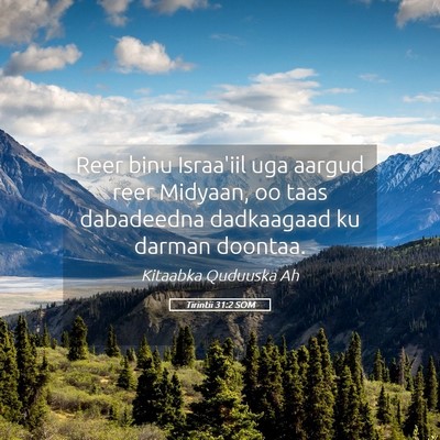 Picture 05 - Tirintii 31:2 SOM - Reer binu Israa'iil uga aargud reer Midyaan, oo - Bible Verse Picture