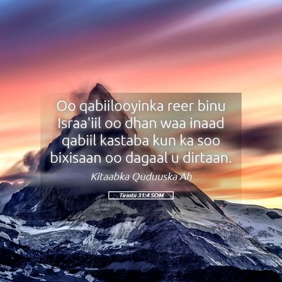 Picture 05 - Tirintii 31:4 SOM - Oo qabiilooyinka reer binu Israa'iil oo dhan waa - Bible Verse Picture