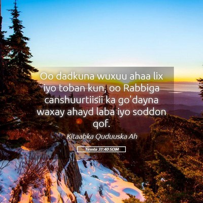 Picture 05 - Tirintii 31:40 SOM - Oo dadkuna wuxuu ahaa lix iyo toban kun, oo - Bible Verse Picture