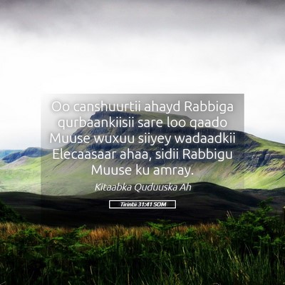 Picture 05 - Tirintii 31:41 SOM - Oo canshuurtii ahayd Rabbiga qurbaankiisii sare - Bible Verse Picture