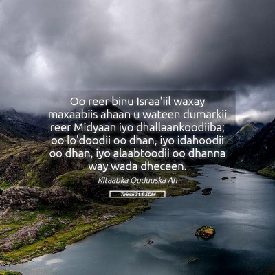 Picture 05 - Tirintii 31:9 SOM - Oo reer binu Israa'iil waxay maxaabiis ahaan u - Bible Verse Picture